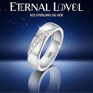 S925 Sterling Silver Men’s Ring in Silver with CZ Accents